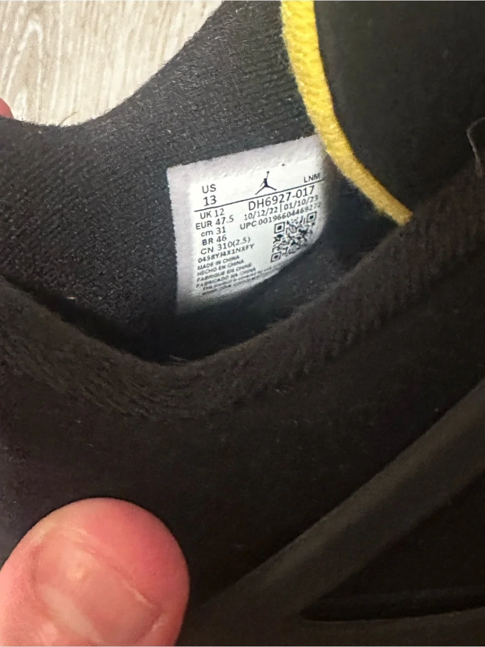 Jordan Men’s Black and Yellow Retro Sneakers